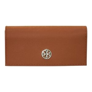 Tory Burch Saddle Brown Saffiano Leather Eyeglass Case Gold Logo